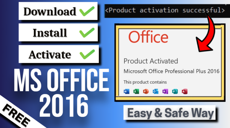 Download Install Activate Microsoft Office 2016 Free Without Product Key & Crack